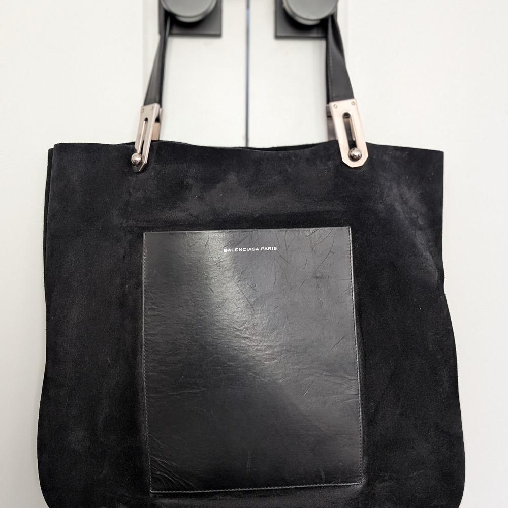 Balenciaga Black Suede and Leather Tote Bag